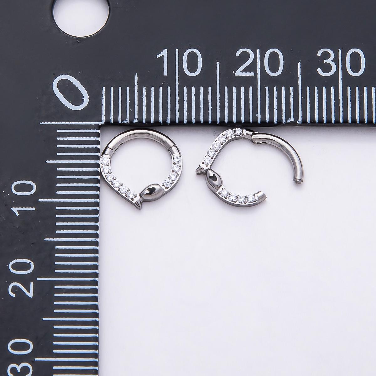 Stainless Steel 10mm Micro Paved CZ Snake Pull Gate Round Finding in Gold & Silver Serpent Charm Holder Jewelry Connector | Findings-00190