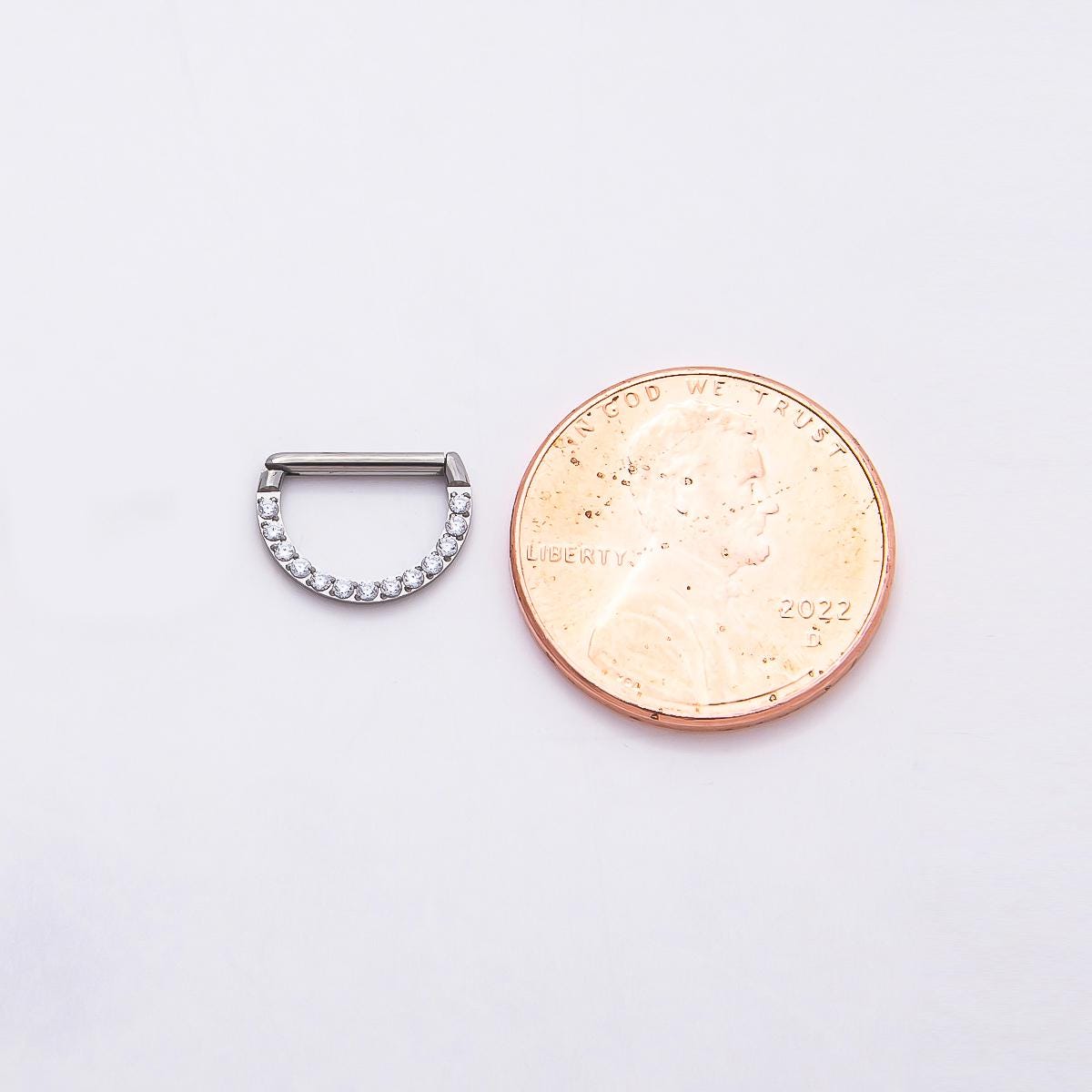 Stainless Steel 10mm D-Shaped Micro Paved CZ Pull Gate Finding in Gold & Silver D Ring Spring Gate Jewelry Connector | Findings-00192