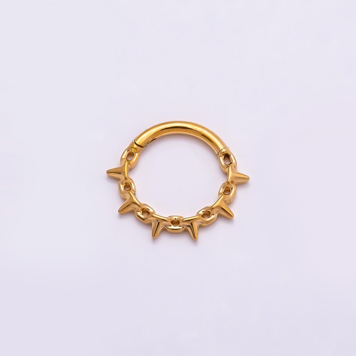 Stainless Steel 11.5mm Spiked Cable Pull Gate Round Finding in Gold Silver Punk Gothic Spring Ring Clasp DIY Craft Supply | Findings-00194