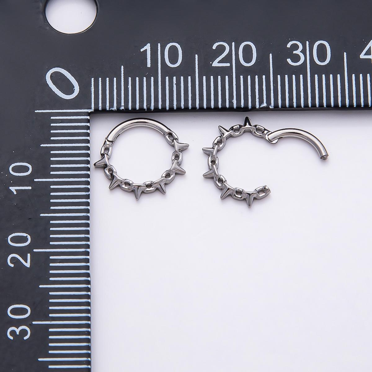 Stainless Steel 11.5mm Spiked Cable Pull Gate Round Finding in Gold Silver Punk Gothic Spring Ring Clasp DIY Craft Supply | Findings-00194