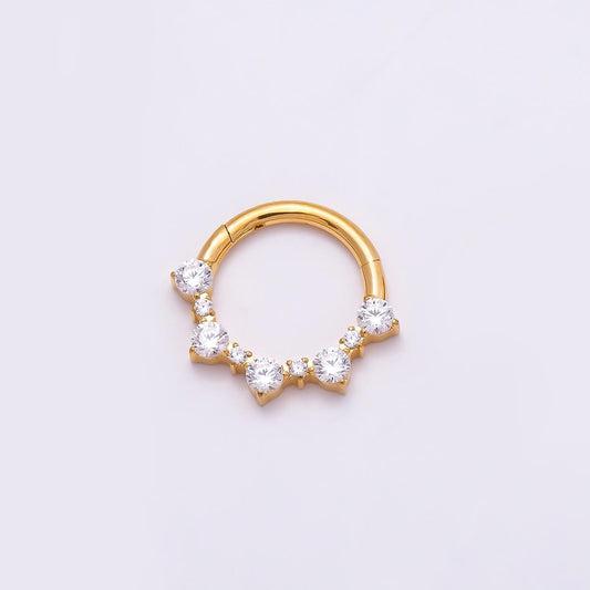 Stainless Steel 12mm Clear CZ Cluster Gradient Pull Gate Round Finding Crown Ring Clasp DIY Jewelry Making Supply Necklace | Findings-00200