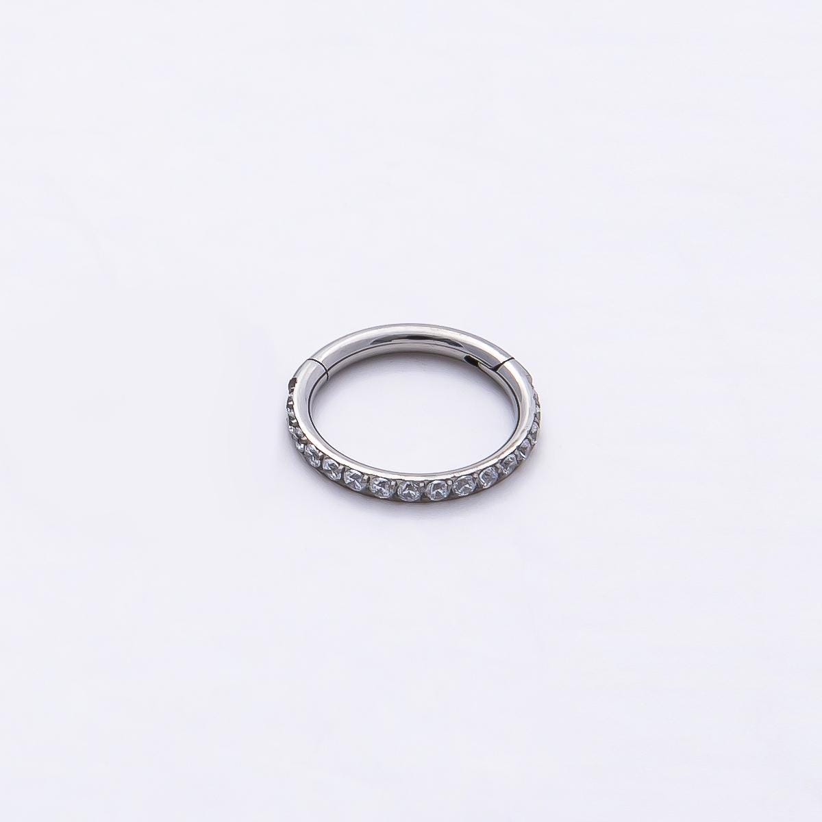 Stainless Steel 10mm Micro Paved CZ Pull Gate Round Finding Silver Spring Ring Clasp Spacer Bead Charm Holder DIY Supply | Findings-00206