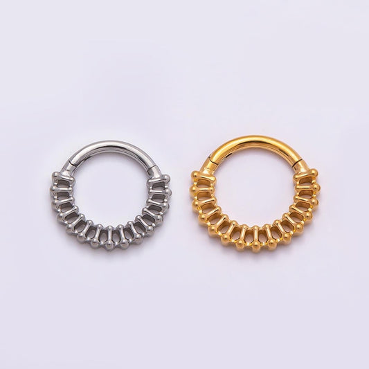 Stainless Steel 11mm Geometric Molten Ball Bar Pull Gate Round Finding in Gold Silver Ring Clasp DIY Jewelry Making Supply | Findings-00214