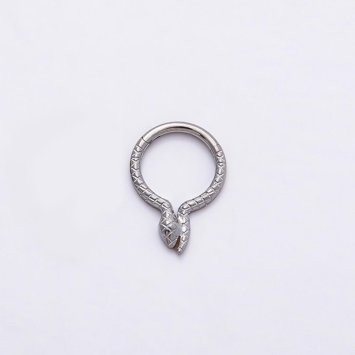 Stainless Steel 10.5mm Textured Snake Pull Gate Round Finding in Gold & Silver Serpent Ring Clasp Charm Holder DIY Supply | Findings-00228