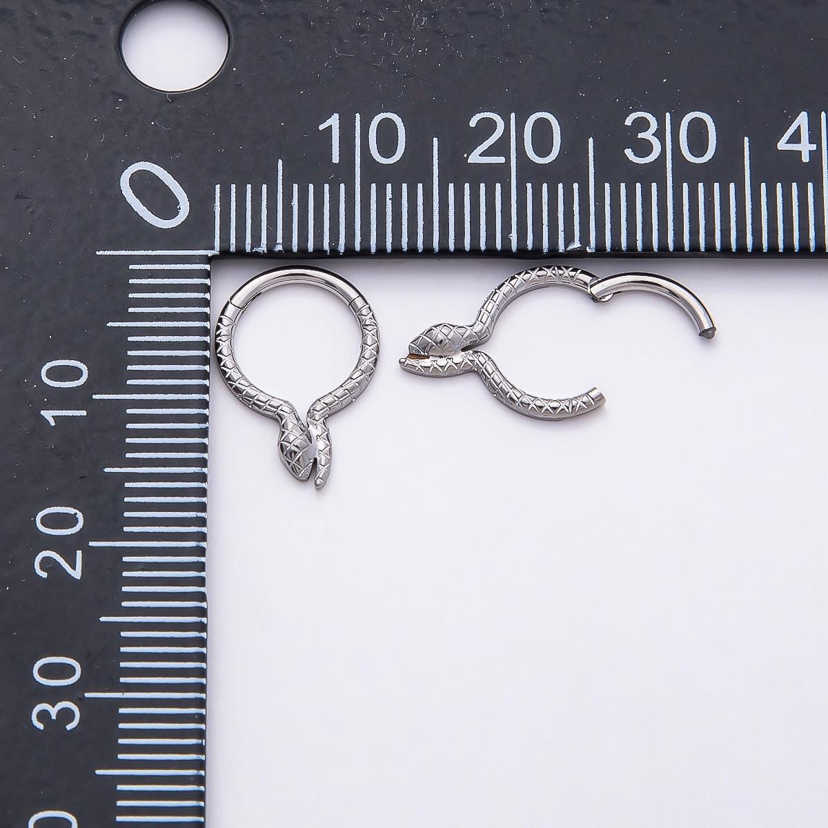 Stainless Steel 10.5mm Textured Snake Pull Gate Round Finding in Gold & Silver Serpent Ring Clasp Charm Holder DIY Supply | Findings-00228