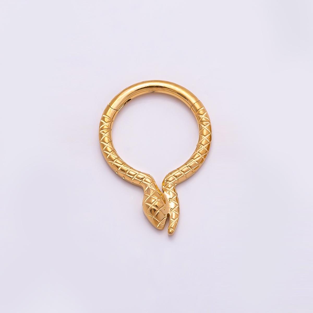 Stainless Steel 10.5mm Textured Snake Pull Gate Round Finding in Gold & Silver Serpent Ring Clasp Charm Holder DIY Supply | Findings-00228