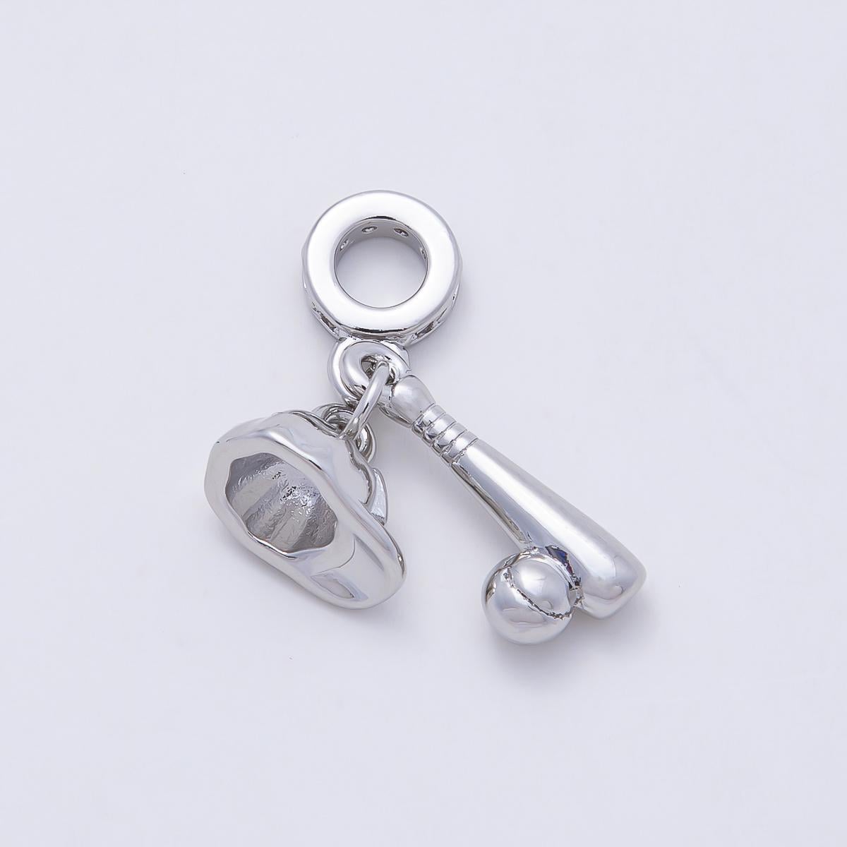 24K Gold Filled Baseball Bat Cap Micro Paved CZ Rondelle Drop Pendant in Gold & Silver DIY Jewelry Making Supply | W333 - Charms-00980