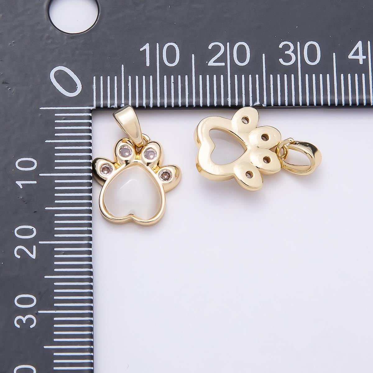 16K Gold Filled 13mm CZ Cats Eye Love Heart Paw Animal Pendant DIY Jewelry Making Supply for custom Necklace and Bracelet | Charms-00950