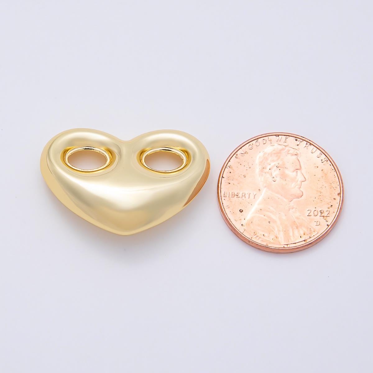16K Gold Filled 18mm Heart Mariner Chubby Link Finding in Gold & Silver Love Statement Charm DIY Jewelry Making Supply | Findings-00236