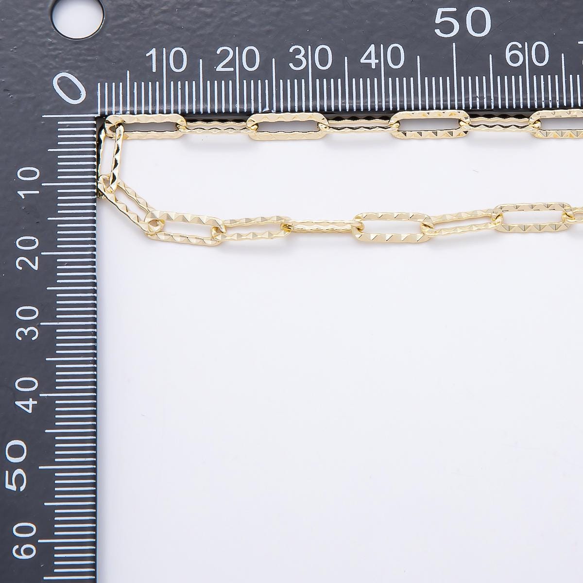 16K Gold Filled 4mm x 11.5mm Geometric Edged Paperclip Unfinished Chain by Yard Wholesale Bulk DIY Jewelry Making Supply | Roll-01880