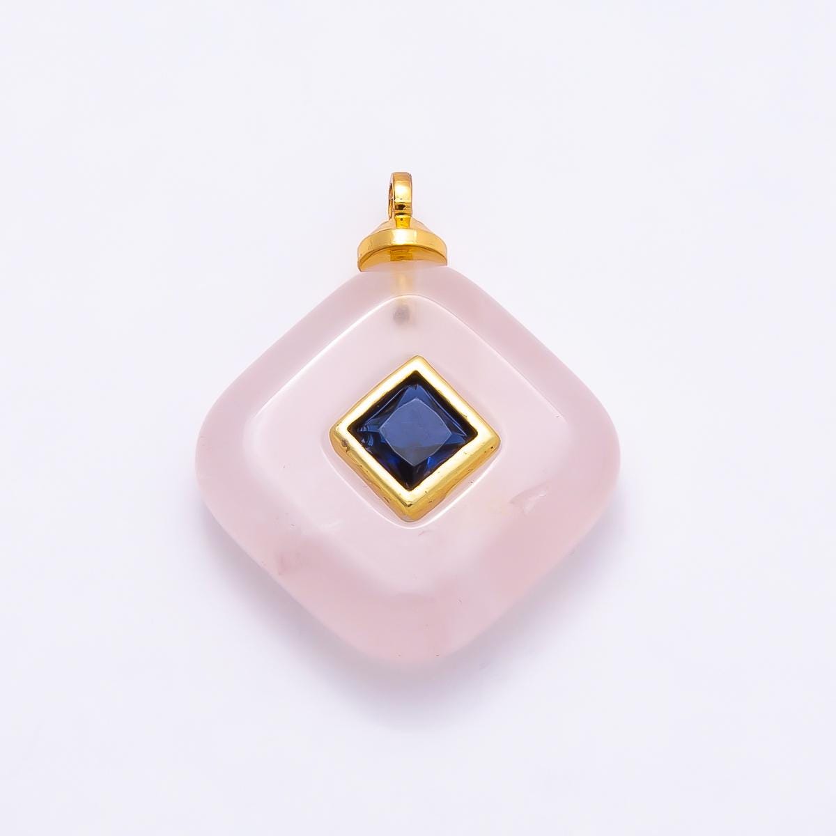 16K Gold Filled 20mm Multicolor CZ Embedded Gemstone Rhombus Pendant Inlaid Crystal Jewelry Making Supply DIY Necklace | Charms-01001