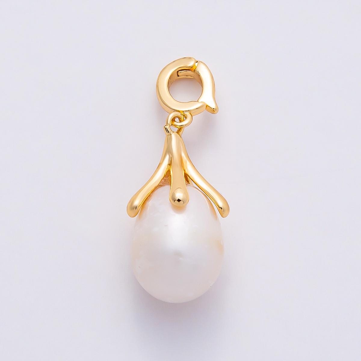 18K Gold Filled 20 Shell Pearl Flower Snap Rondelle Drop Pendant Bridal Charm DIY Jewelry Making Supply Necklace or Earrings | Charms-01078