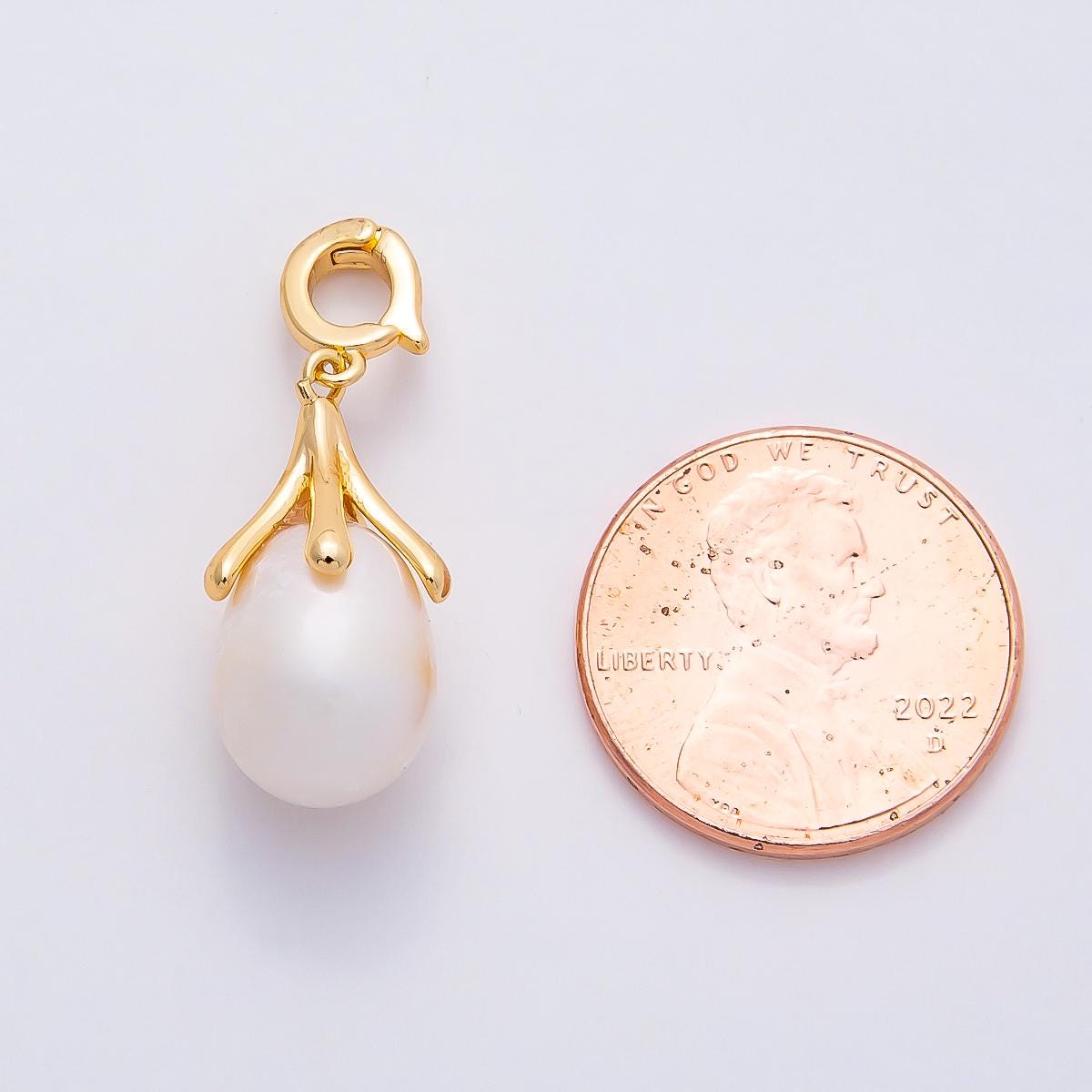 18K Gold Filled 20 Shell Pearl Flower Snap Rondelle Drop Pendant Bridal Charm DIY Jewelry Making Supply Necklace or Earrings | Charms-01078