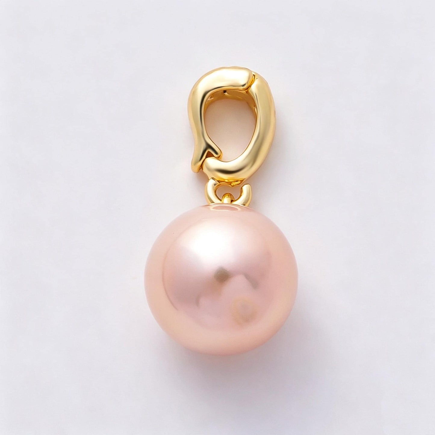 18K Gold Filled 20 White, Pink Freshwater Pearl Snap Rondelle Drop Pendant Elegant Jewelry Making Supply for Bridal & Wedding | Charms-01079