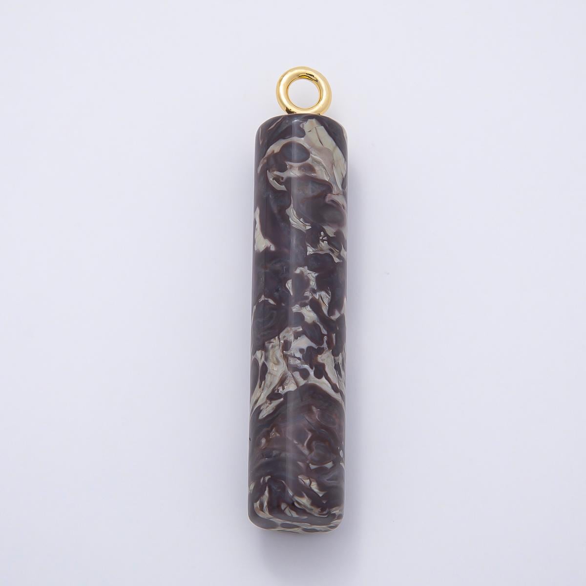 18K Gold Filled 63mm Dark Jasper Gemstone Cylinder Tube Charm Boho Pillar Supply for Necklace Jewelry Making Necklace | Charms-01073