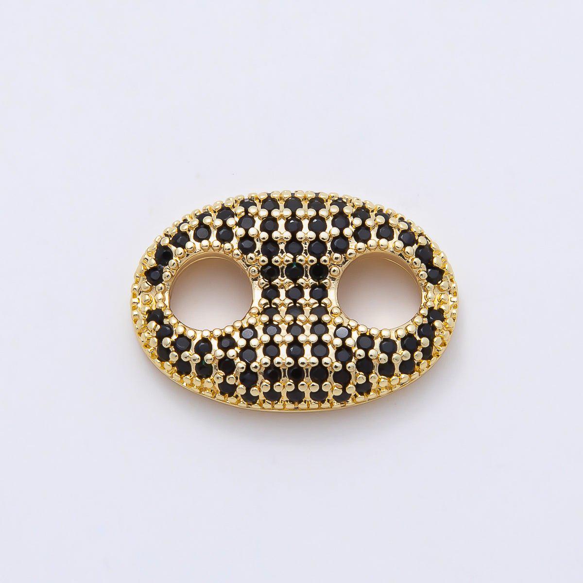 16K Gold Filled 20mm x 15mm Birthstone Micro Paved CZ Anchor Mariner Link Colorful Double Hole Focal Bead for DIY Bracelet | Findings-00343