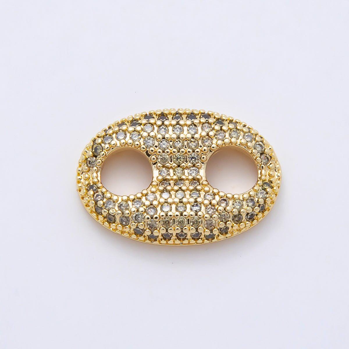 16K Gold Filled 20mm x 15mm Birthstone Micro Paved CZ Anchor Mariner Link Colorful Double Hole Focal Bead for DIY Bracelet | Findings-00343