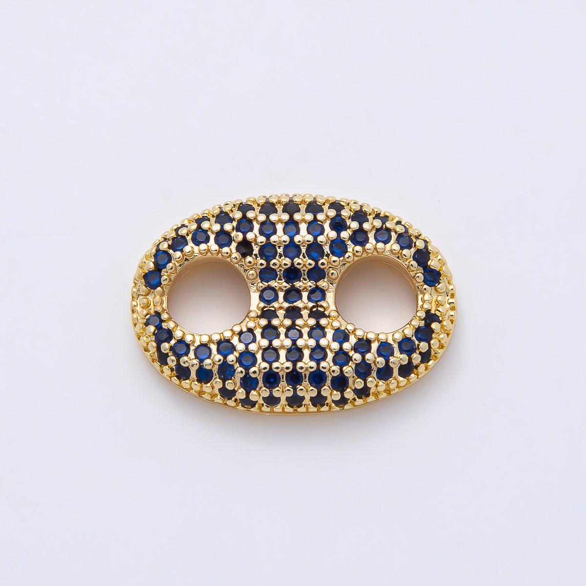 16K Gold Filled 20mm x 15mm Birthstone Micro Paved CZ Anchor Mariner Link Colorful Double Hole Focal Bead for DIY Bracelet | Findings-00343