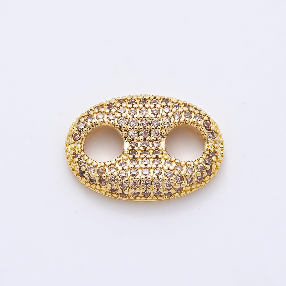 16K Gold Filled 20mm x 15mm Birthstone Micro Paved CZ Anchor Mariner Link Colorful Double Hole Focal Bead for DIY Bracelet | Findings-00343