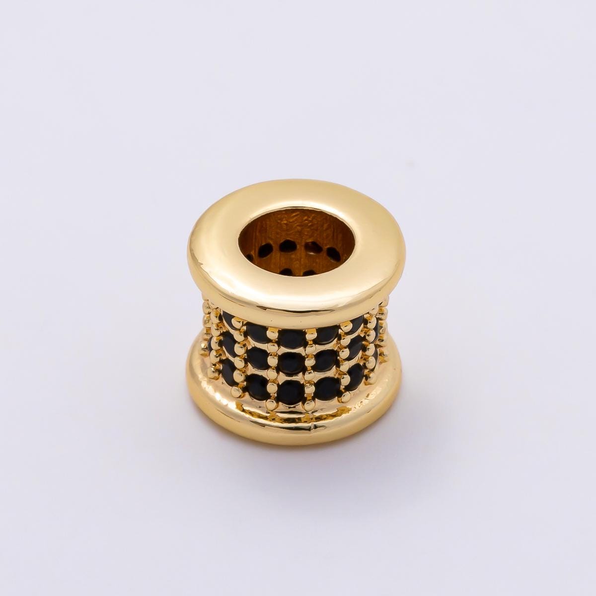 16K Gold Filled 7.5mm Birthstone Micro Paved CZ Wide Spacer Beads Colorful Tube Bead DIY Bracelet Jewelry Making Supply | Beads-00351