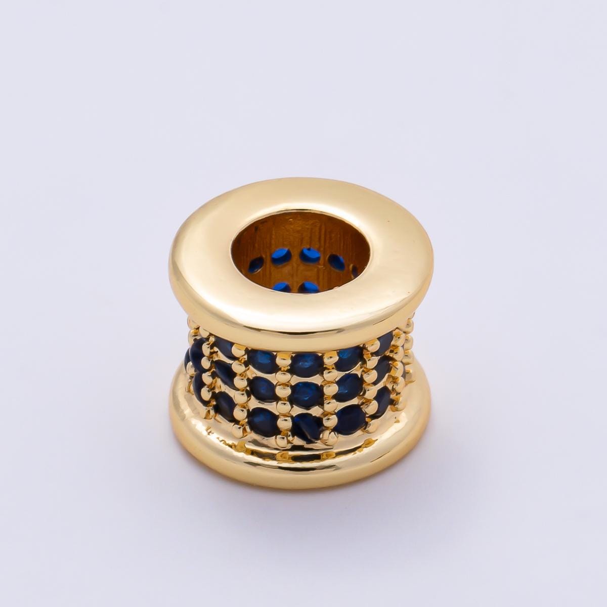 16K Gold Filled 7.5mm Birthstone Micro Paved CZ Wide Spacer Beads Colorful Tube Bead DIY Bracelet Jewelry Making Supply | Beads-00351