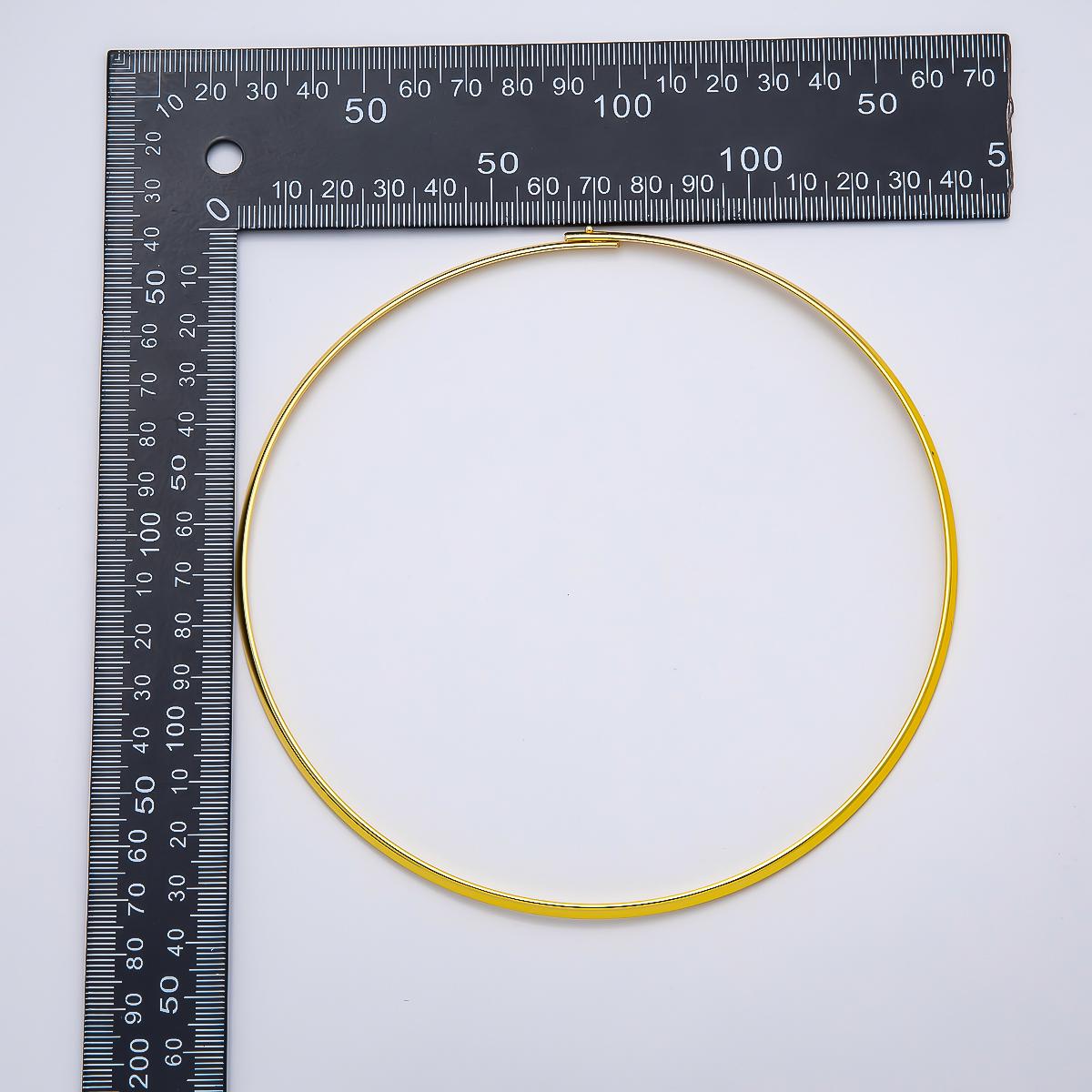 NEW 16K Gold Filled 3.3mm Flat-Edged Floating Collar Torque Necklace in Gold & Silver Minimalist Choker Statement Jewelry Supply | WA-04675