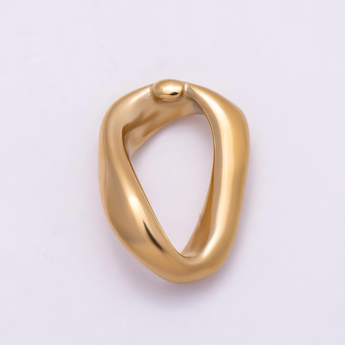 Stainless Steel 19mm Open Molten Geometric Link Pendant Findings Abstract Twisted Oval Charm Minimalist Jewelry Supply | Findings-00174