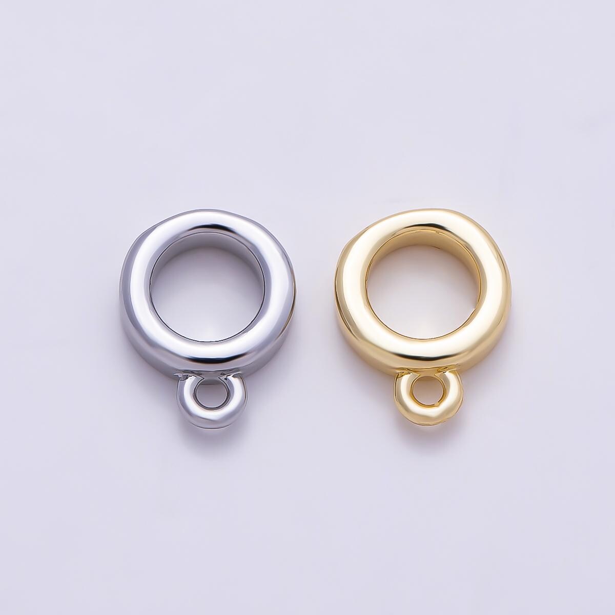 16K Gold Filled 10mm Minimalist Drop Rondelle Collar Chain Bail Findings in Gold & Silver Donut Spacer Loop for DIY Necklace| Findings-00410