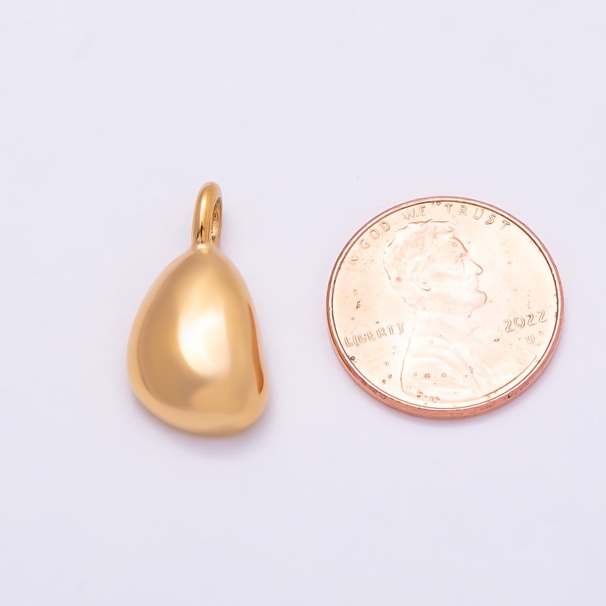 PVD Gold Stainless Steel 21mm Molten Geometric Pendant Puffy Pebble Water Drop Shape DIY Supply for custom Necklace | Charms-01020