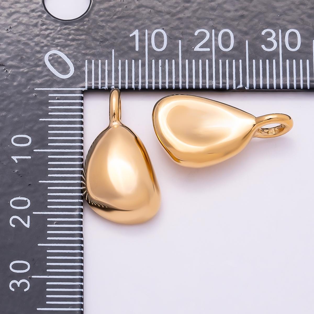 PVD Gold Stainless Steel 21mm Molten Geometric Pendant Puffy Pebble Water Drop Shape DIY Supply for custom Necklace | Charms-01020