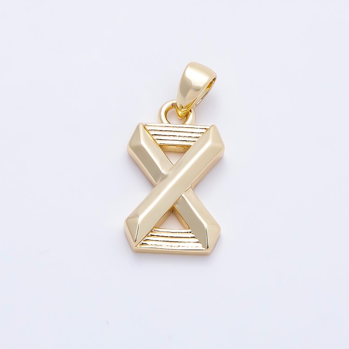 16K Gold Filled 15mm Ribbed Edged Geometric Number Numerology Charm Digit Block Pendant for DIY Necklace Jewelry Supplies | Charms-01207