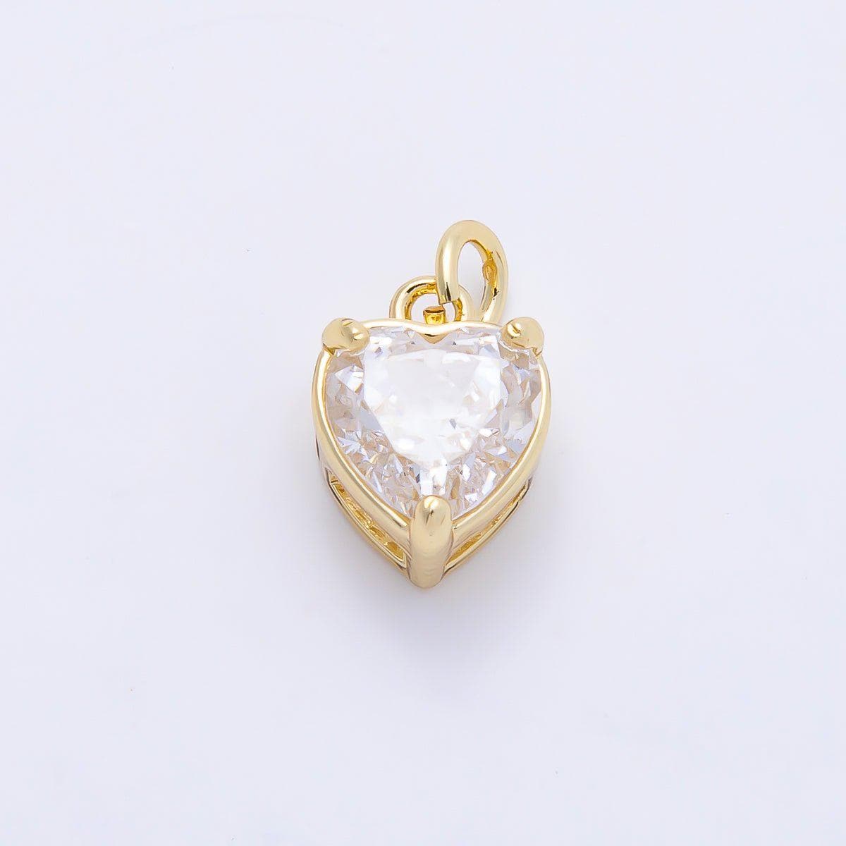 16K Gold Filled 12mm Birthstone CZ Heart Charm Gemstone Drop for DIY Necklace Jewelry Supplies for Birthday Gift Necklace | Charms-01184