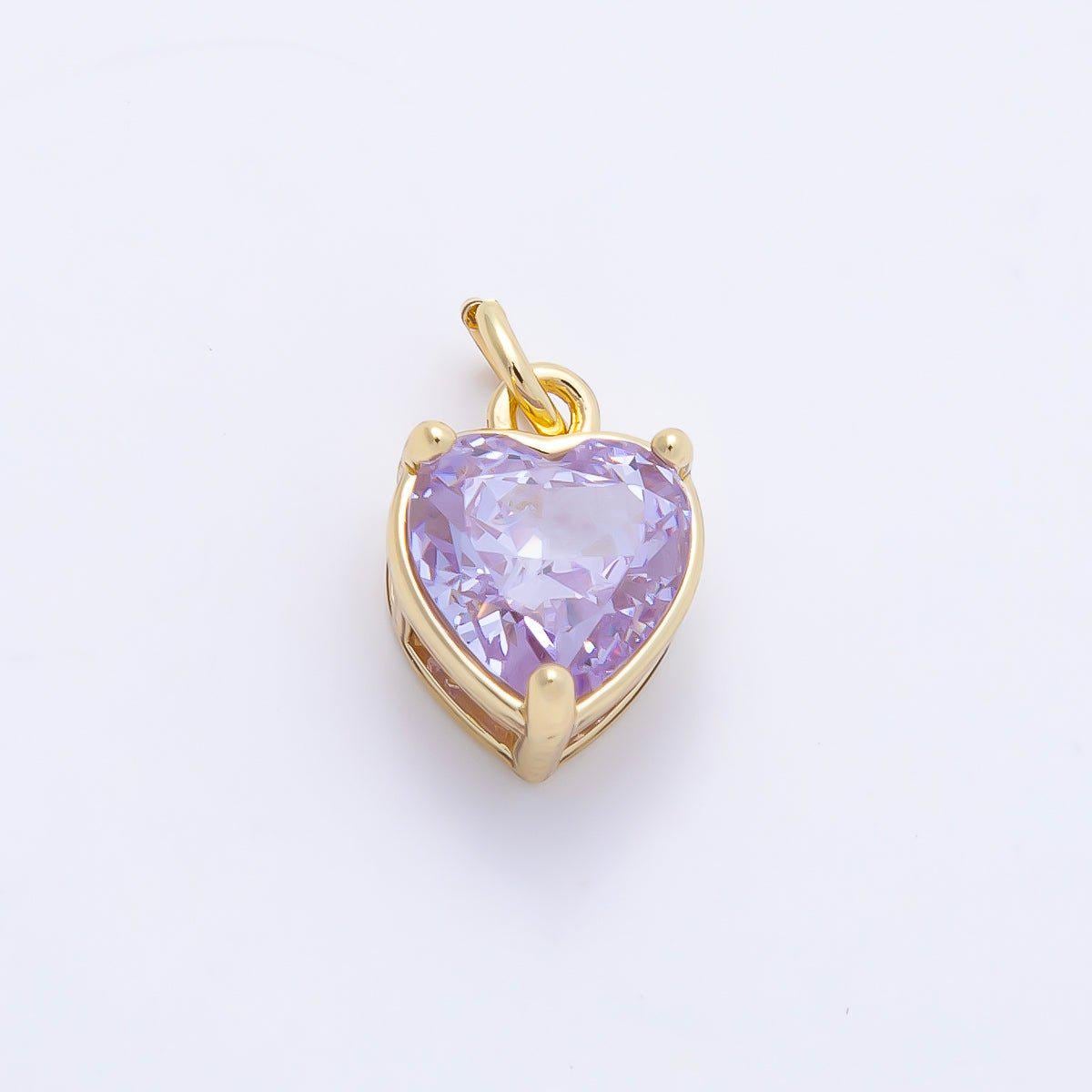16K Gold Filled 12mm Birthstone CZ Heart Charm Gemstone Drop for DIY Necklace Jewelry Supplies for Birthday Gift Necklace | Charms-01184