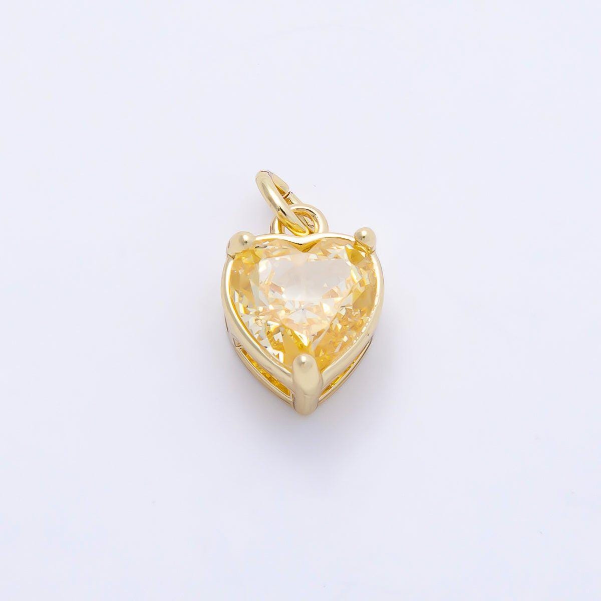 16K Gold Filled 12mm Birthstone CZ Heart Charm Gemstone Drop for DIY Necklace Jewelry Supplies for Birthday Gift Necklace | Charms-01184
