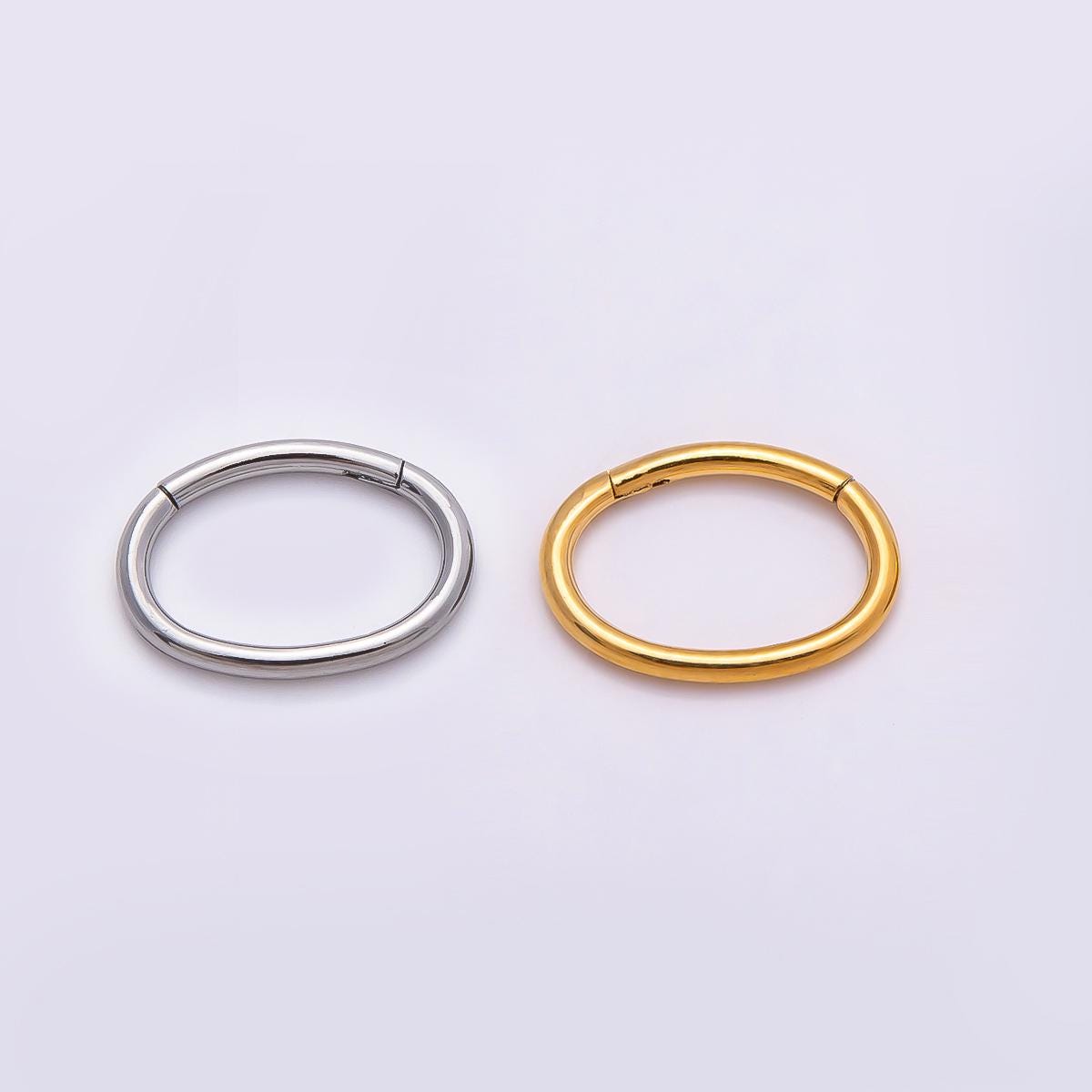 Stainless Steel 13mm Minimalist Oval Pull Gate Findings in Gold & Silver Small Spring Clasp Charms Connector Holder Supply | Findings-00178