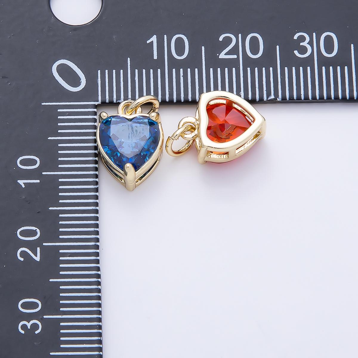 16K Gold Filled 12mm Birthstone CZ Heart Charm Gemstone Drop for DIY Necklace Bracelet Jewelry Supplies for Birthday Gift | Charms-01184