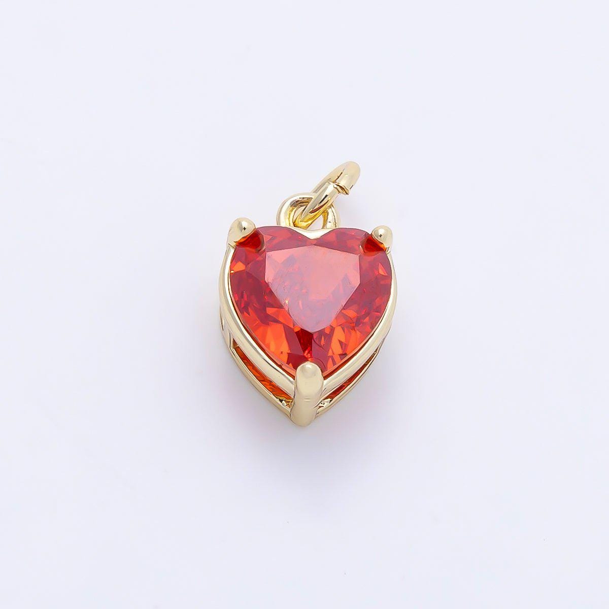 16K Gold Filled 12mm Birthstone CZ Heart Charm Gemstone Drop for DIY Necklace Bracelet Jewelry Supplies for Birthday Gift | Charms-01184
