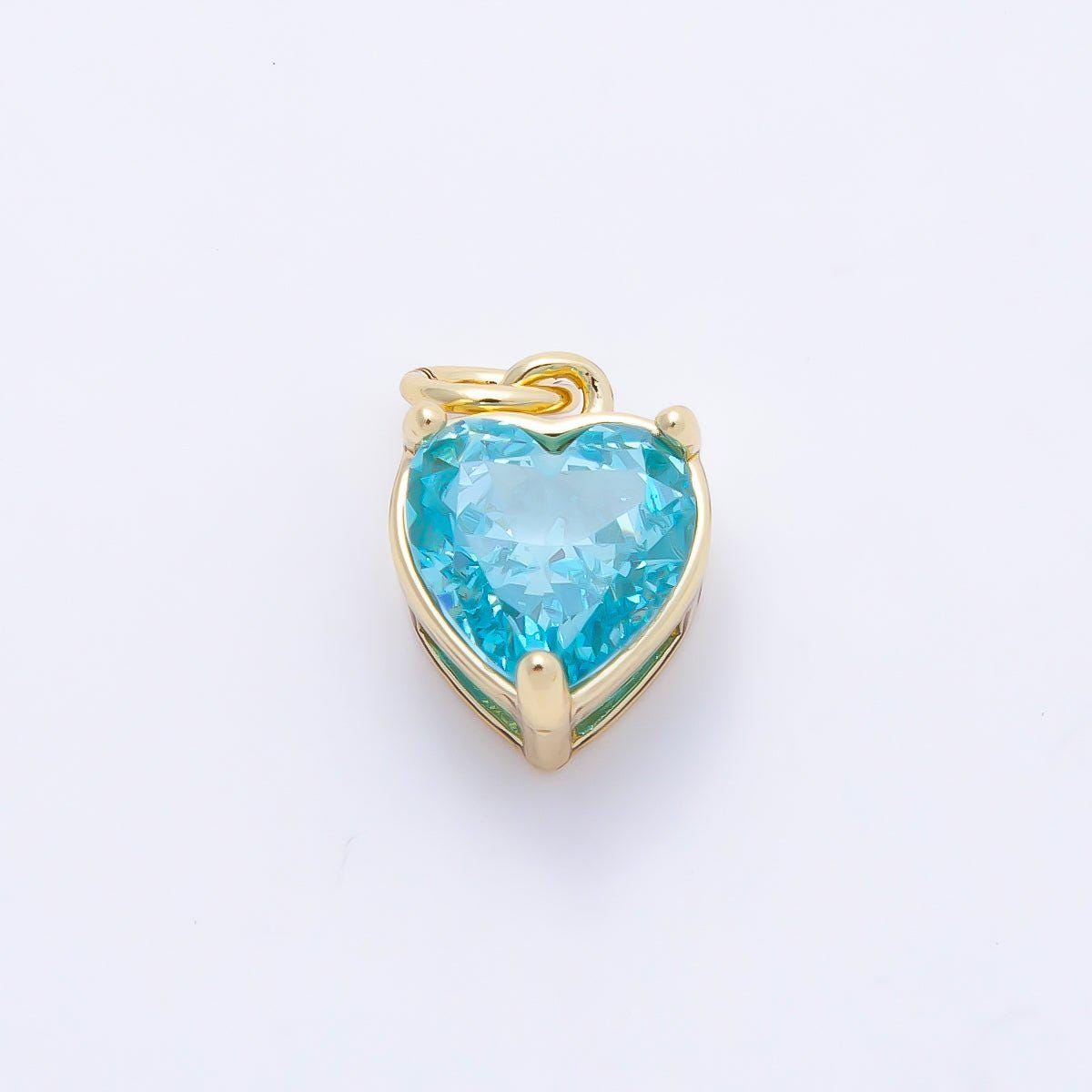 16K Gold Filled 12mm Birthstone CZ Heart Charm Gemstone Drop for DIY Necklace Bracelet Jewelry Supplies for Birthday Gift | Charms-01184