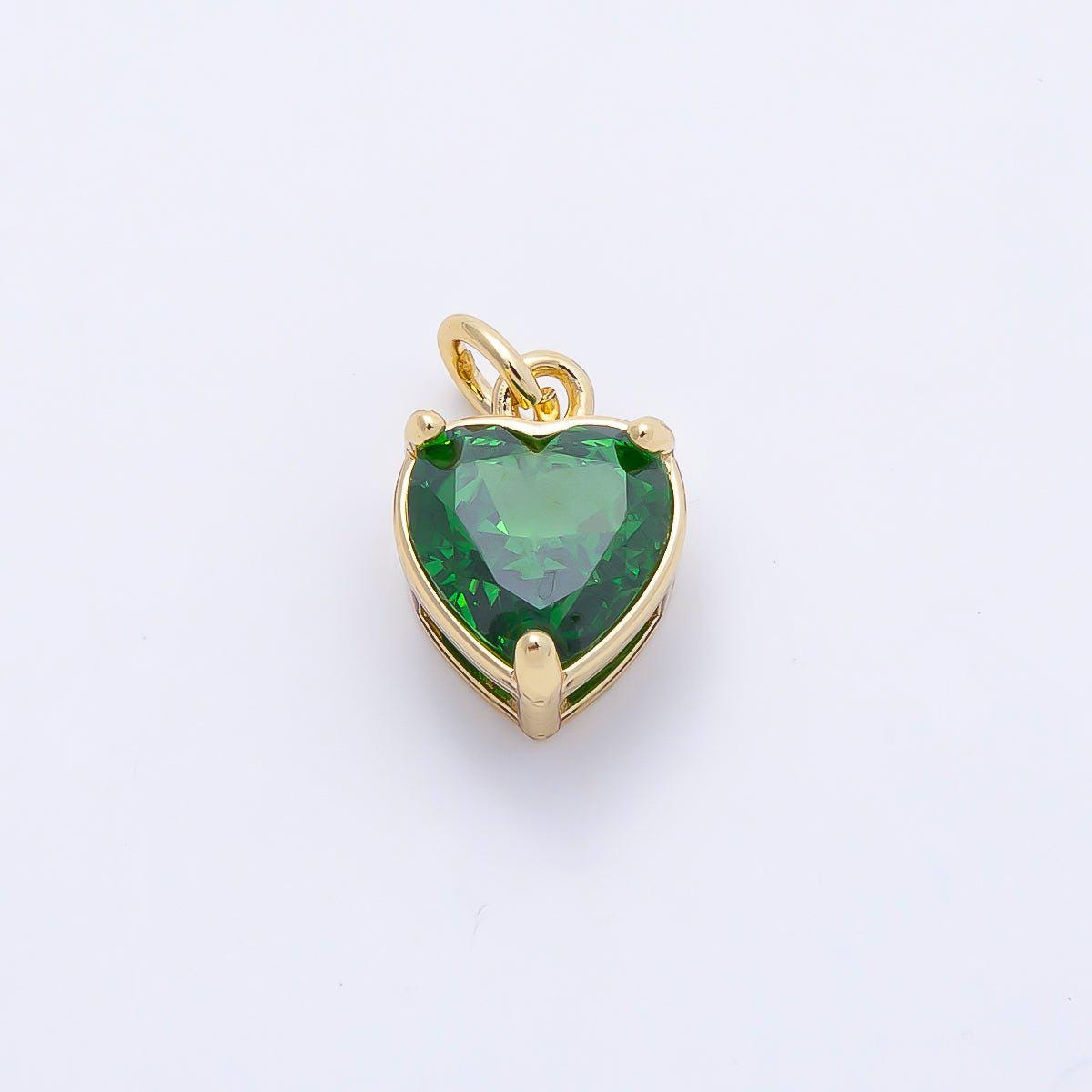 16K Gold Filled 12mm Birthstone CZ Heart Charm Gemstone Drop for DIY Necklace Bracelet Jewelry Supplies for Birthday Gift | Charms-01184