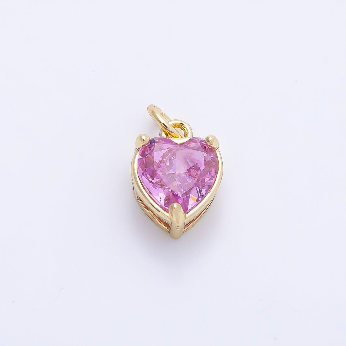 16K Gold Filled 12mm Birthstone CZ Heart Charm Gemstone Drop for DIY Necklace Bracelet Jewelry Supplies for Birthday Gift | Charms-01184