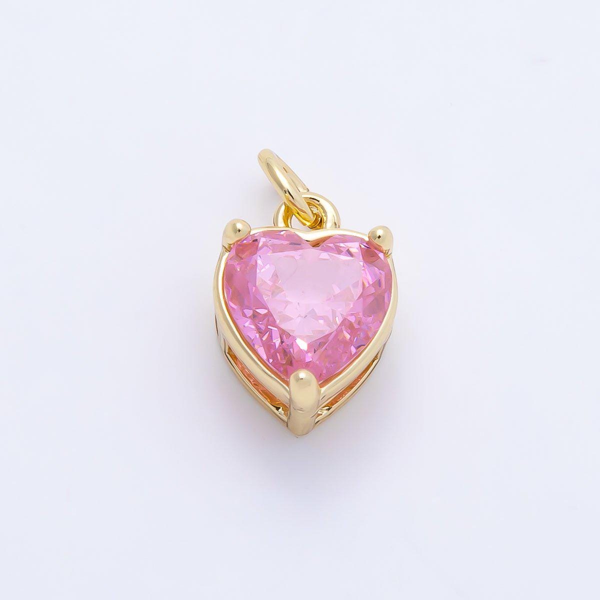16K Gold Filled 12mm Birthstone CZ Heart Charm Gemstone Drop for DIY Necklace Bracelet Jewelry Supplies for Birthday Gift | Charms-01184
