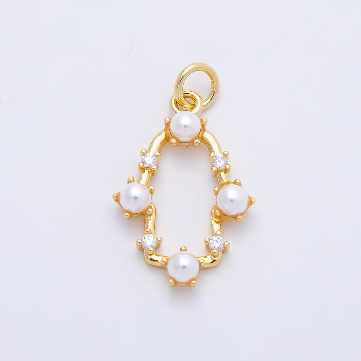 16K Gold Filled 20mm White Shell Pearl Open Oval Bezel Charm DIY Necklace Jewelry Supplies Elegant Wedding Statement Piece | Charms-01201
