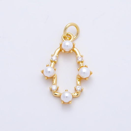 16K Gold Filled 20mm White Shell Pearl Open Oval Bezel Charm DIY Necklace Jewelry Supplies Elegant Wedding Statement Piece | Charms-01201
