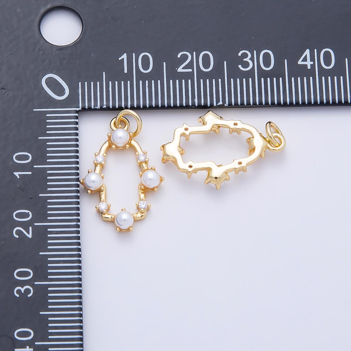 16K Gold Filled 20mm White Shell Pearl Open Oval Bezel Charm DIY Necklace Jewelry Supplies Elegant Wedding Statement Piece | Charms-01201