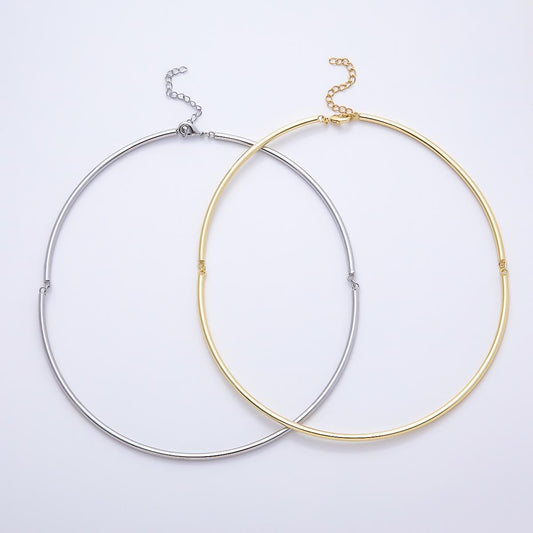 NEW 16K Gold Filled 3mm Minimalist Floating Collar Torque Necklace in Gold & Silver Neck Frame for DIY Jewelry Making Supplies | WA-04711