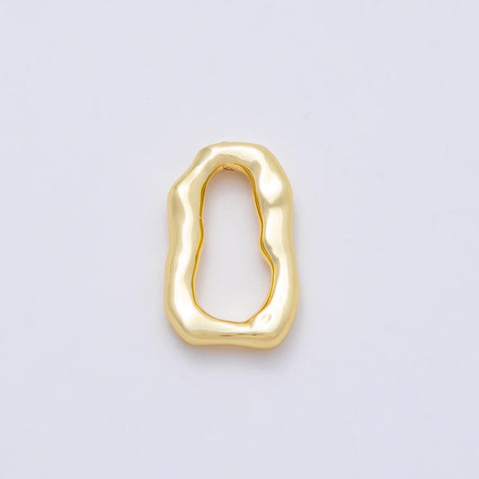 16K Gold Filled 16mm Geometric Molten Rectangle Charm Link Abstract Wavy Charm Holder DIY Necklace Making Supply | Findings-00408