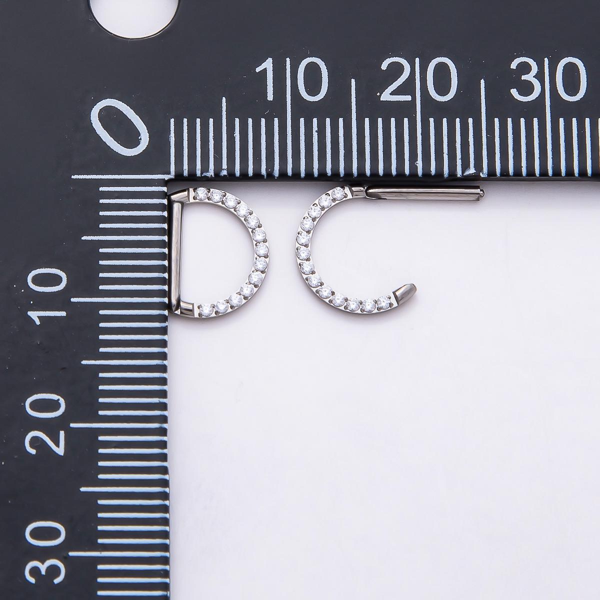 Stainless Steel 10mm D-Shaped Micro Paved CZ Pull Gate Finding in Gold & Silver D Ring Spring Gate Jewelry Connector | Findings-00192