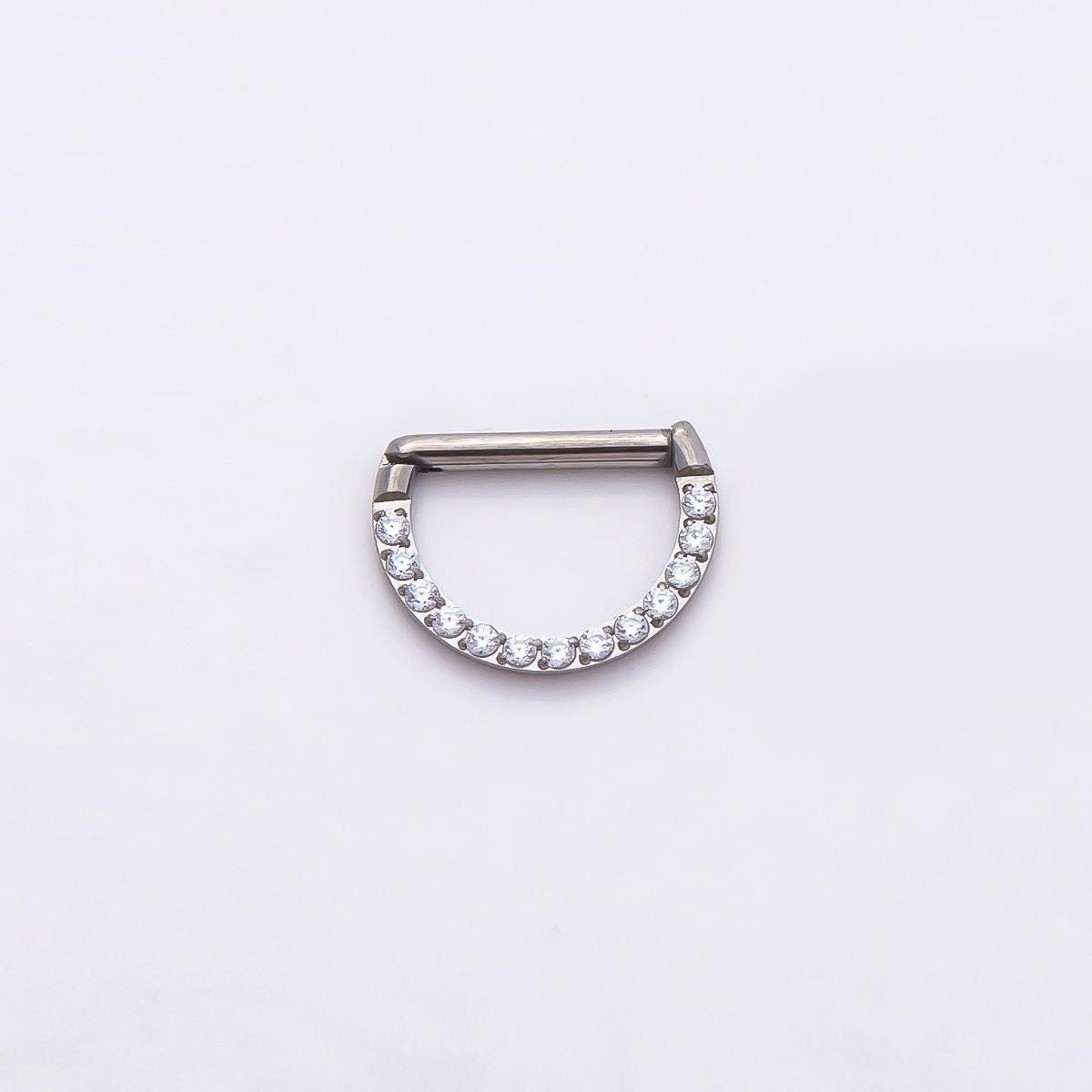 Stainless Steel 10mm D-Shaped Micro Paved CZ Pull Gate Finding in Gold & Silver D Ring Spring Gate Jewelry Connector | Findings-00192