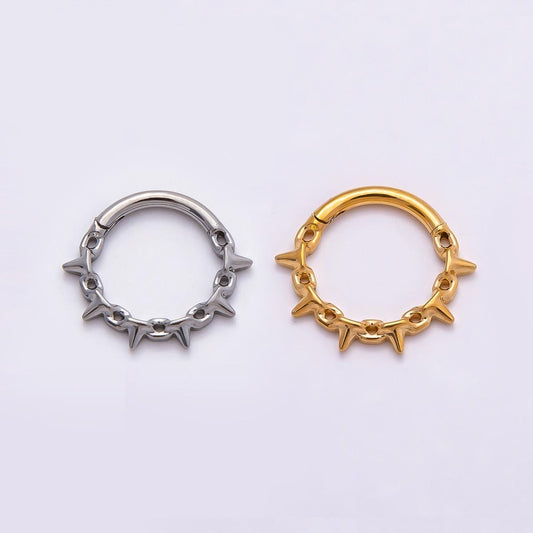 Stainless Steel 11.5mm Spiked Cable Pull Gate Round Finding in Gold Silver Punk Gothic Spring Ring Clasp DIY Craft Supply | Findings-00194