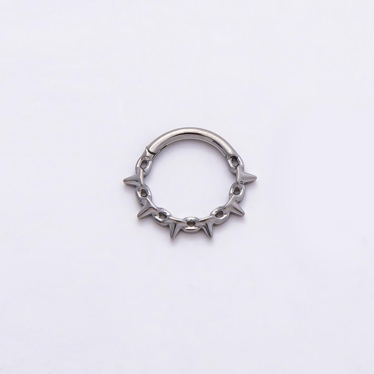 Stainless Steel 11.5mm Spiked Cable Pull Gate Round Finding in Gold Silver Punk Gothic Spring Ring Clasp DIY Craft Supply | Findings-00194